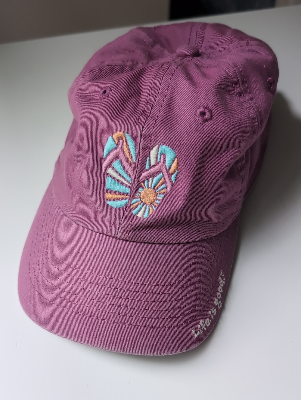 Life Is Good Dusty Mauve Flip-Flop Embroidered Cap